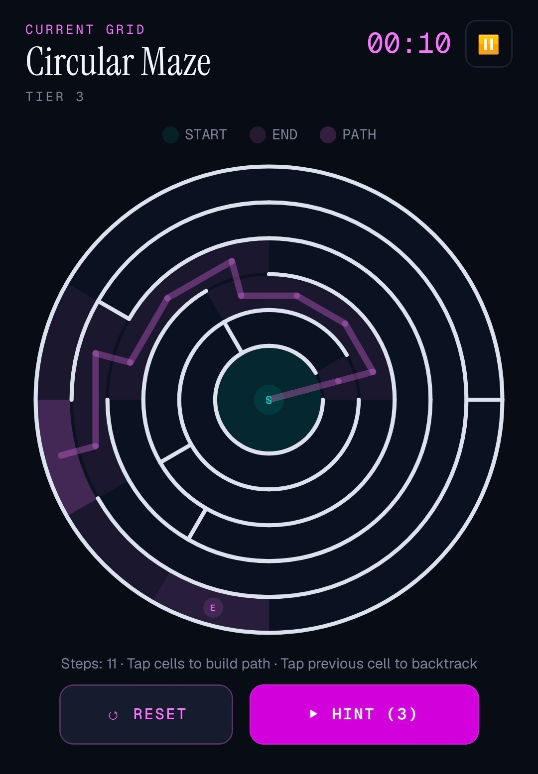 Number mazes — square, circular and hex path puzzles